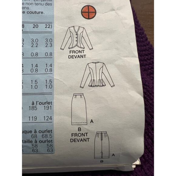 butterick 5949 sewing pattern blazer peplum 1980s size 6 8 10 - Picture 9 of 9